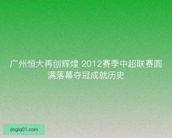 广州恒大再创辉煌 2012赛季中超联赛圆满落幕夺冠成就历史